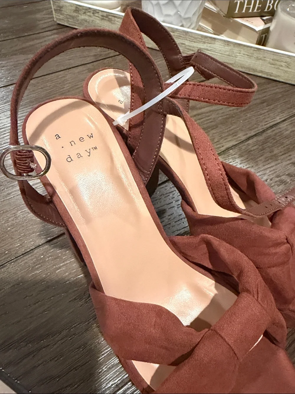 a new day Rust Brown Knot Front Slingback Heels